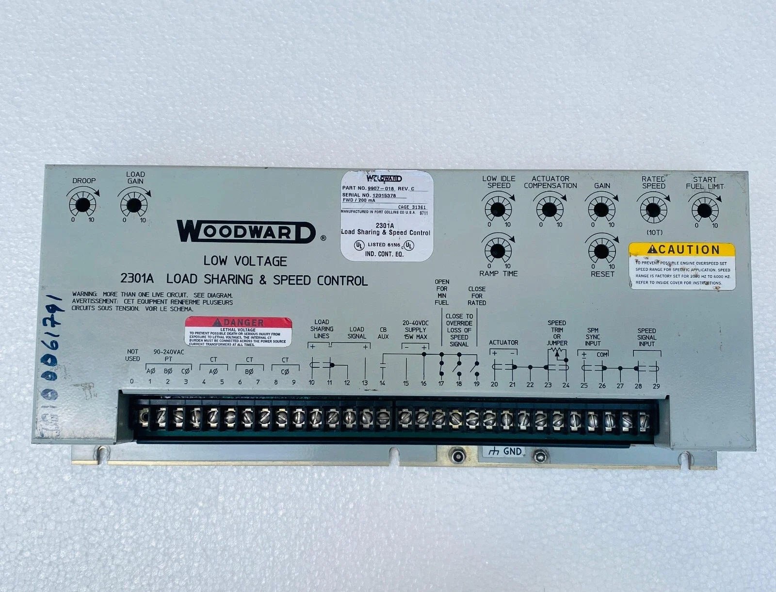 9907-018 WOODWARD 2301A LOAD SHARING & SPEED CONTROL